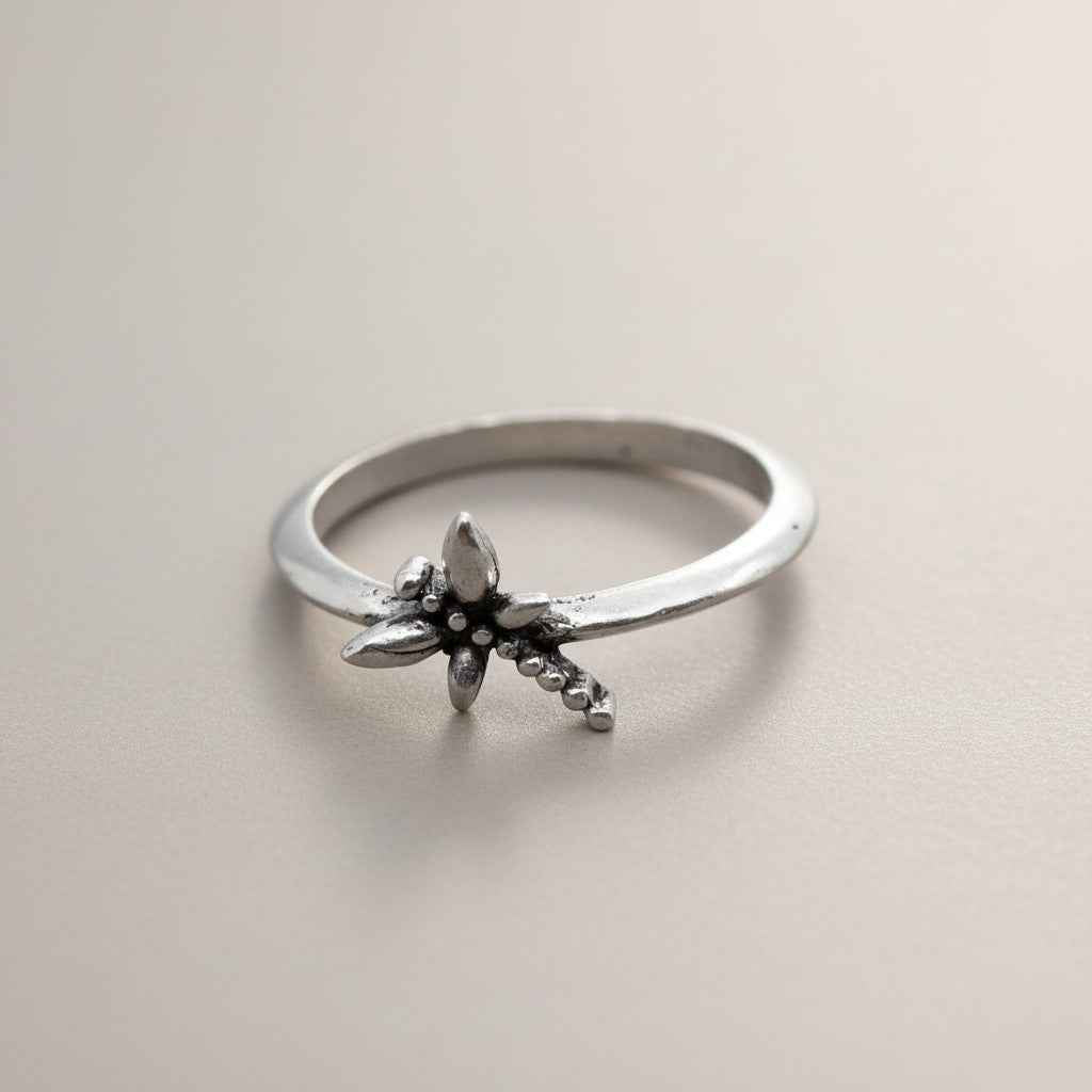 Dragonfly Ring In Silver Plate