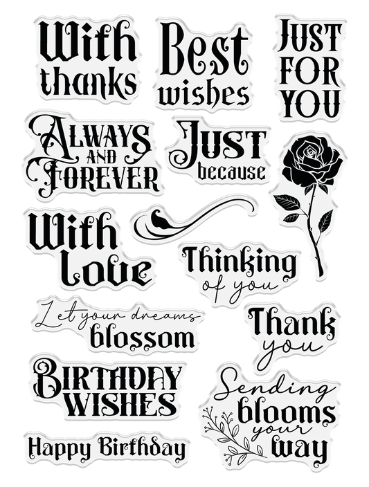 Sara Signature Thorn & Bloom Clear Acrylic Stamp Set - Sending Blooms