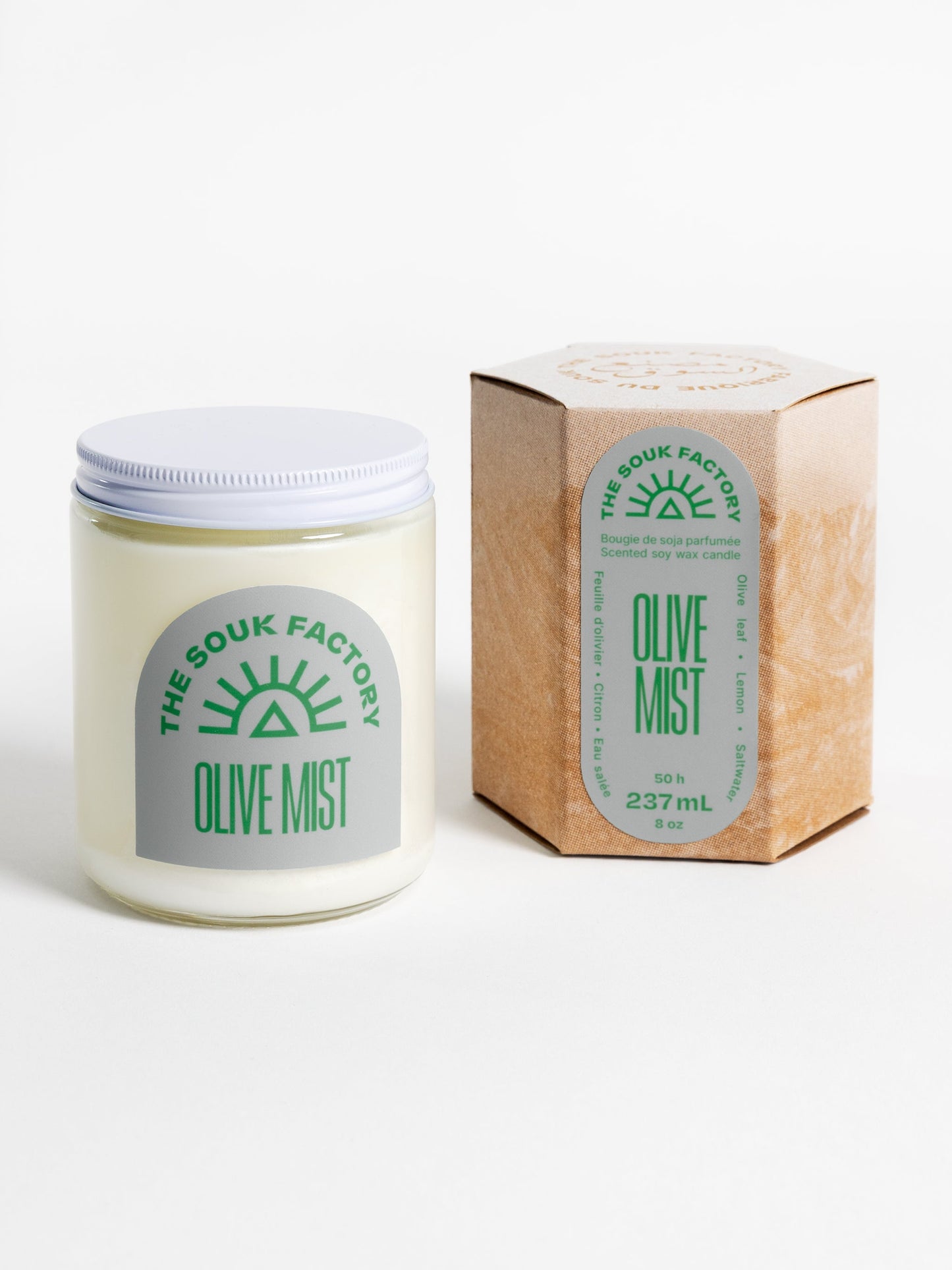 Bougie Olive Mist - Olivier, citron & sel de mer