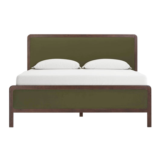 Moni Performance Grade Platform Velvet/Ash Wood Bed - Multiple Colors Available