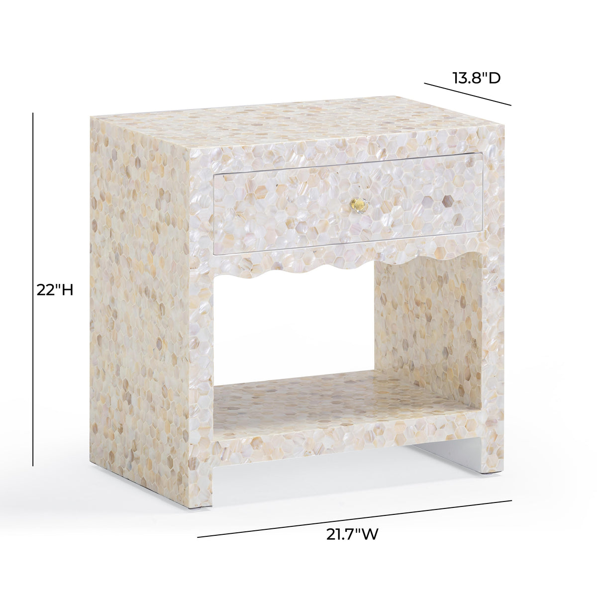 Opal 22" Natural Mother of Pearl Inlaid Storage Drawer Nightstand - Natural
