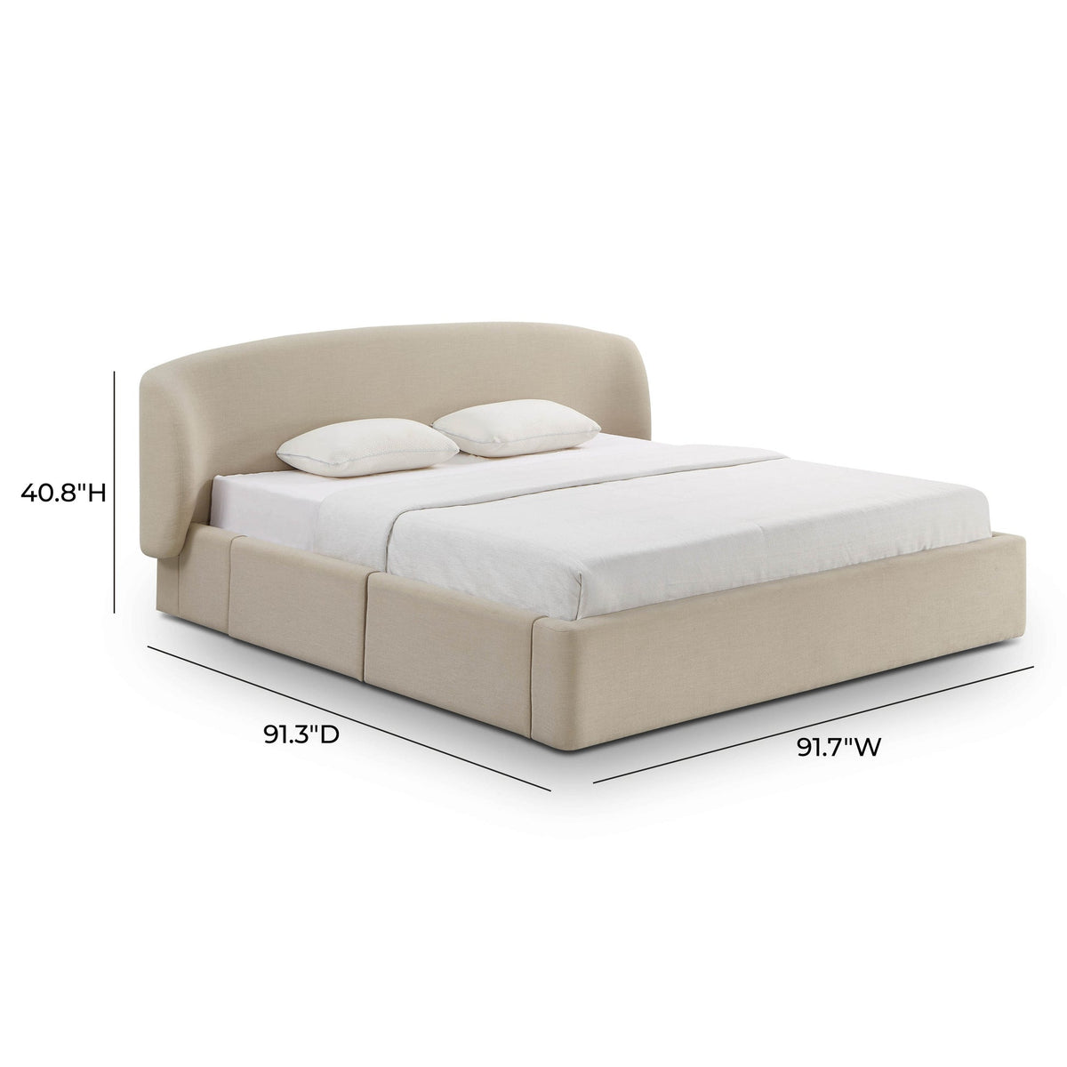 Savanna Upcycled Linen Platform Storage Bed - Taupe