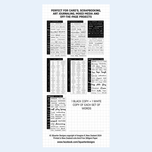 3Quarter Designs Fussy Cutting Pack - Lots of Words