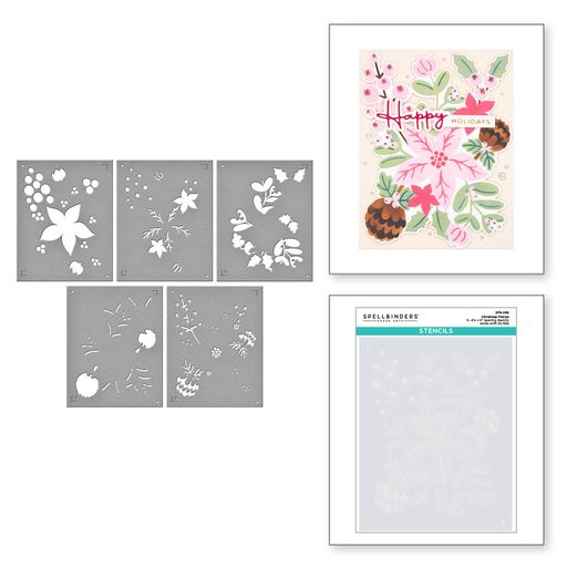 Christmas Florals Stencil from Classic Christmas Collection Etched Dies from the Classic Christmas Collection