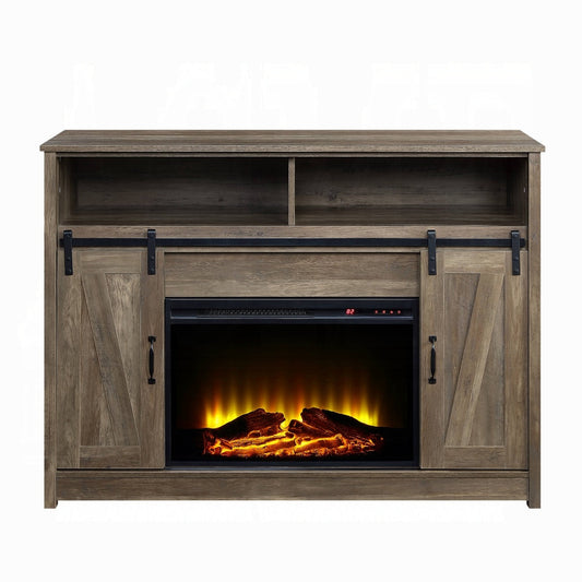Hearth Barn Doors Storage Fireplace - Rustic Oak