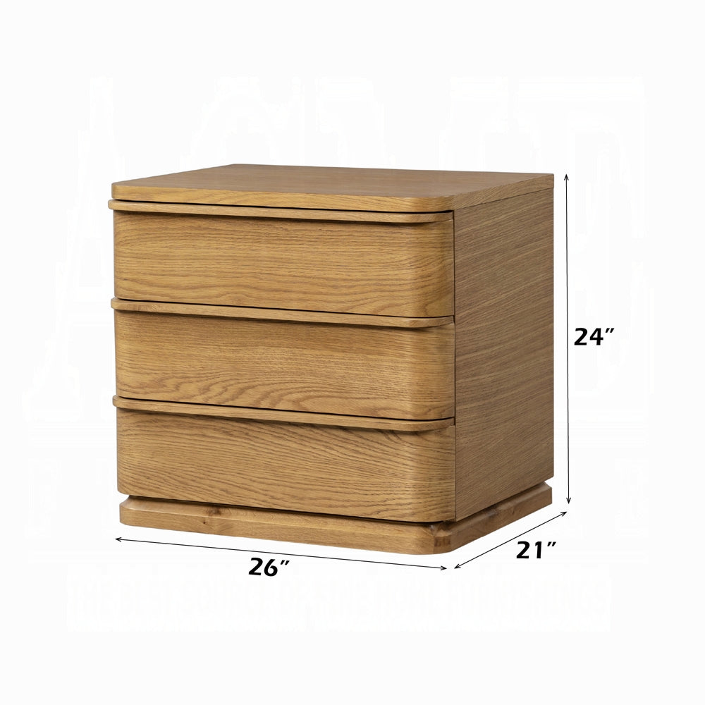 Yami 3 Drawer Wood Nightstand - Beige Oak