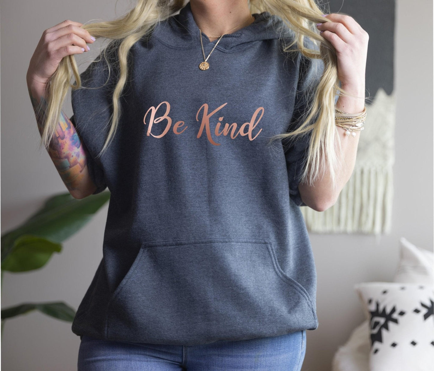Be Kind Hoodie in Rose Gold