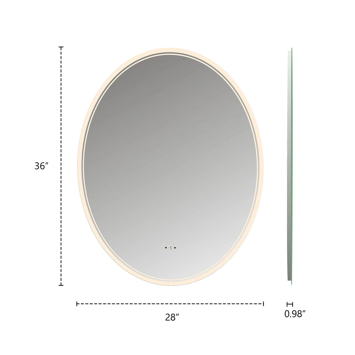 Frameless Capsule LED Bathroom Mirror, CRI 90+ – 24"x32" / 26"x34" / 28"x36"