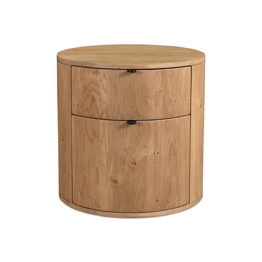 Colin Two-Drawer Nightstand in Natural Wood