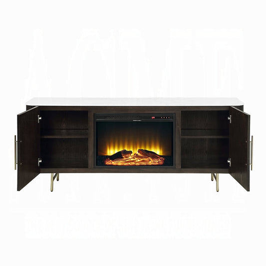Laffery Faux Marble 70" TV Stand/Fireplace - Espresso