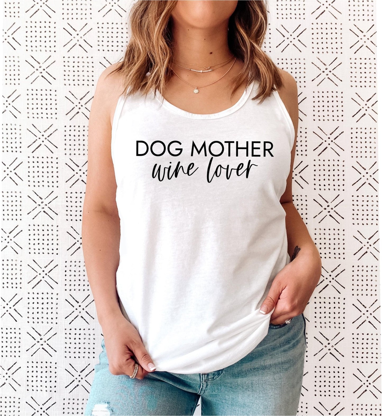 Dog Mother Wine Lover Racerback Tank Top