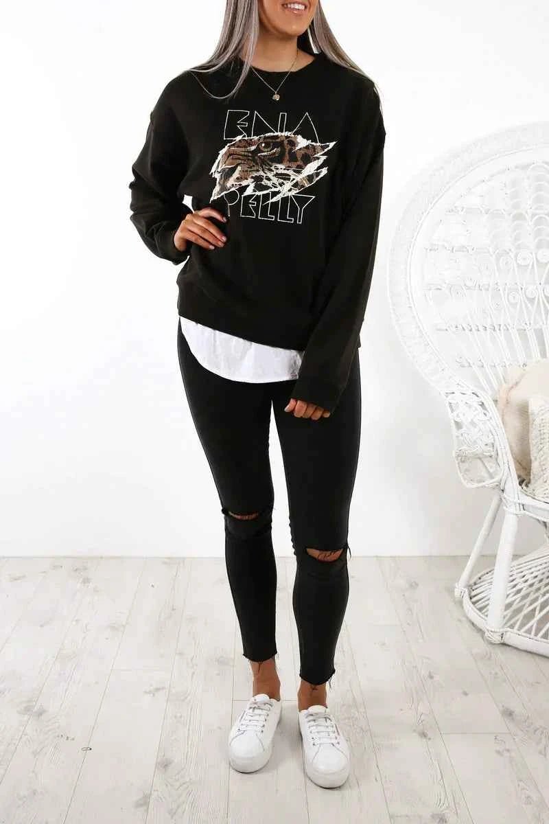 Tiger Eye Graphic Oversized Sweatshirt
