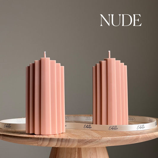Geometric Soy Pillar Candle: Sculptural Home Decor
