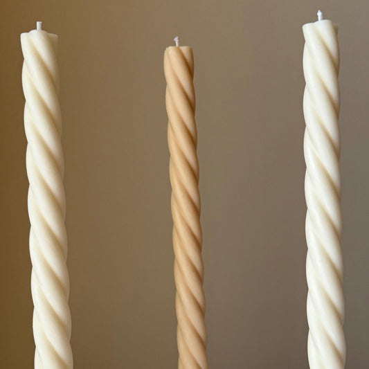 Handmade Spiral Taper Candle: Decorative Soy Wax Candle