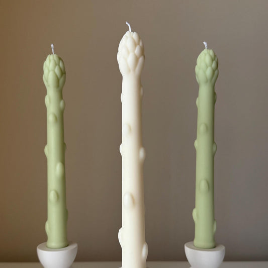 Asparagus Taper Candle: Handmade Soy Wax Dinner Candle
