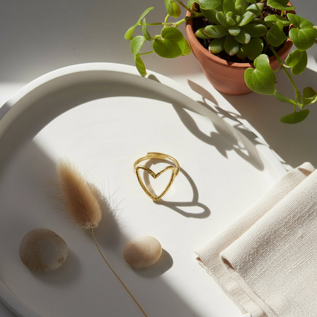 Open Heart Ring - Gold Stainless Steel