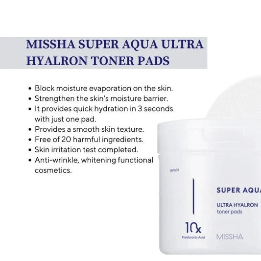 MISSHA Super Aqua Hyalron Toner Pads 180g / 90pads