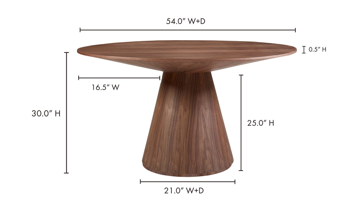 Odessa Round Dining Table Walnut Brown