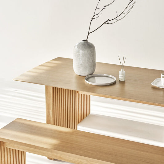 Plank Natural Rubberwood 6-8 Person Dining Set