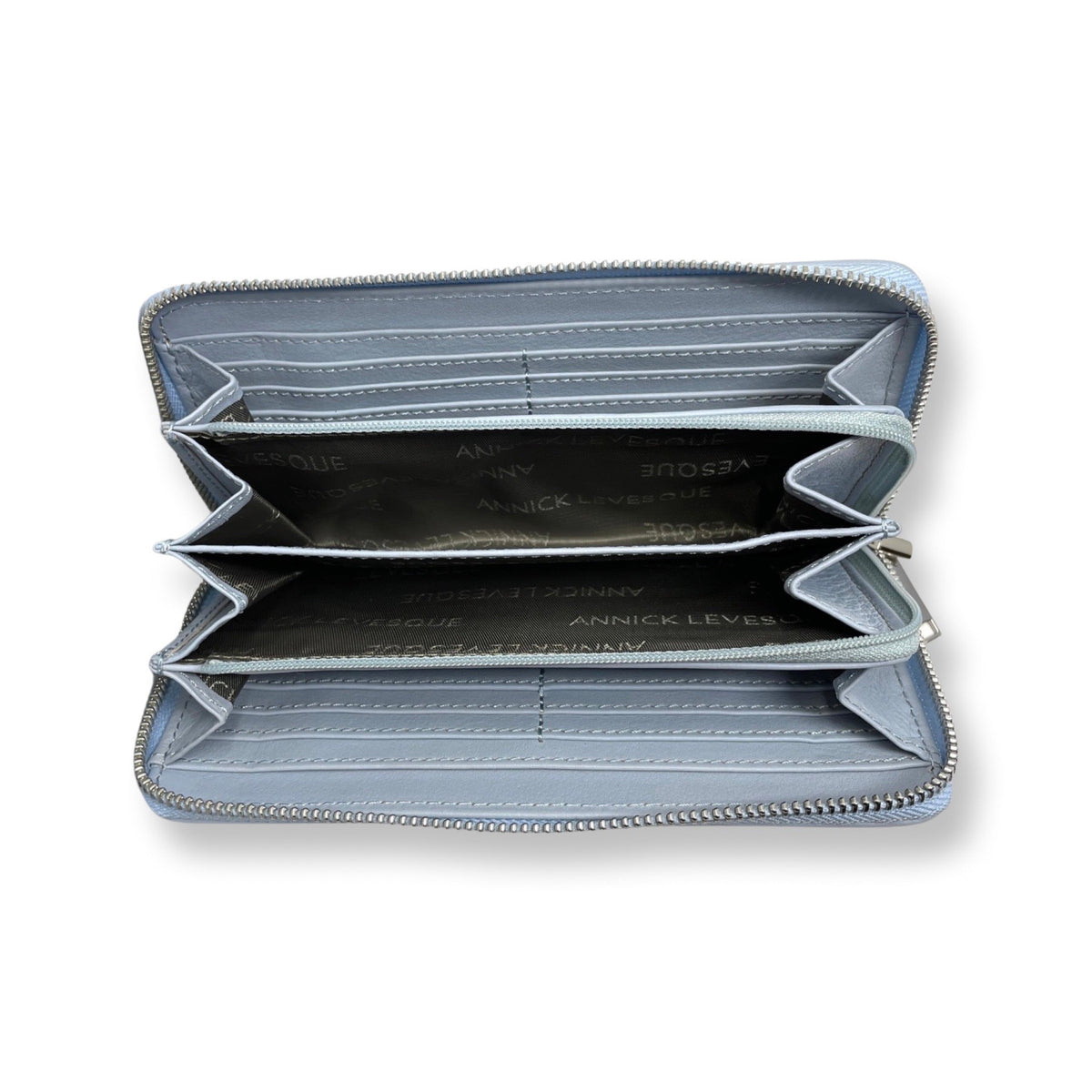 Portefeuille en cuir bleu poudre - Carla