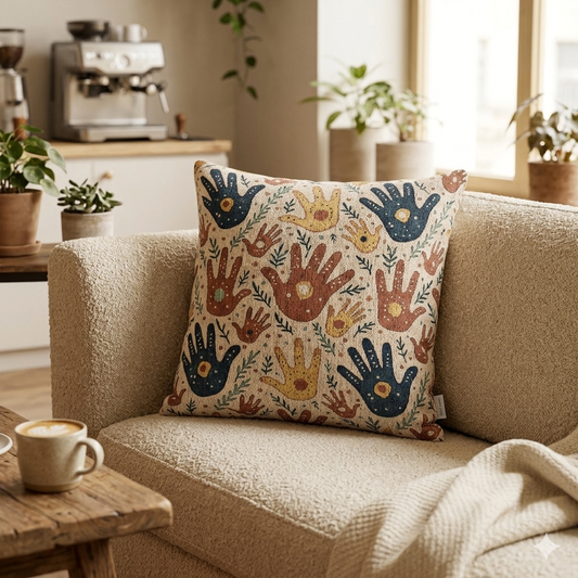 Handprint pattern woven