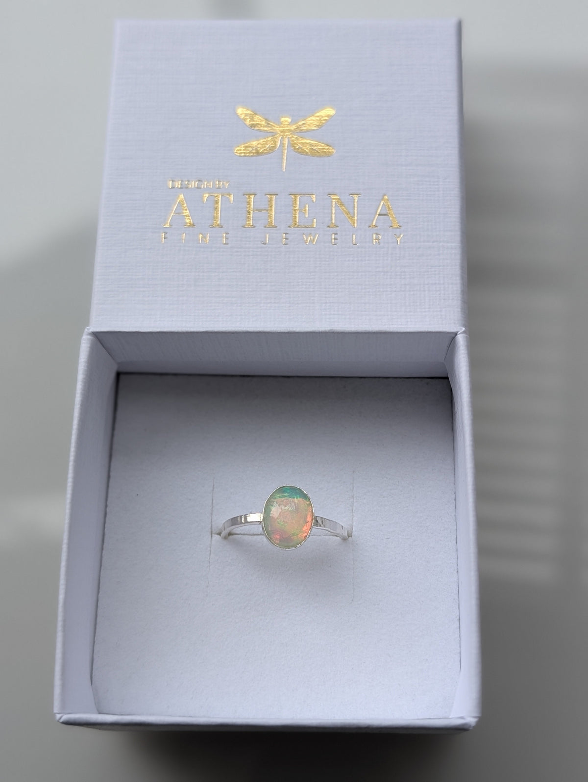 Fire Opal Ring in Sterling Silver – Handcrafted Oval Opal Ring