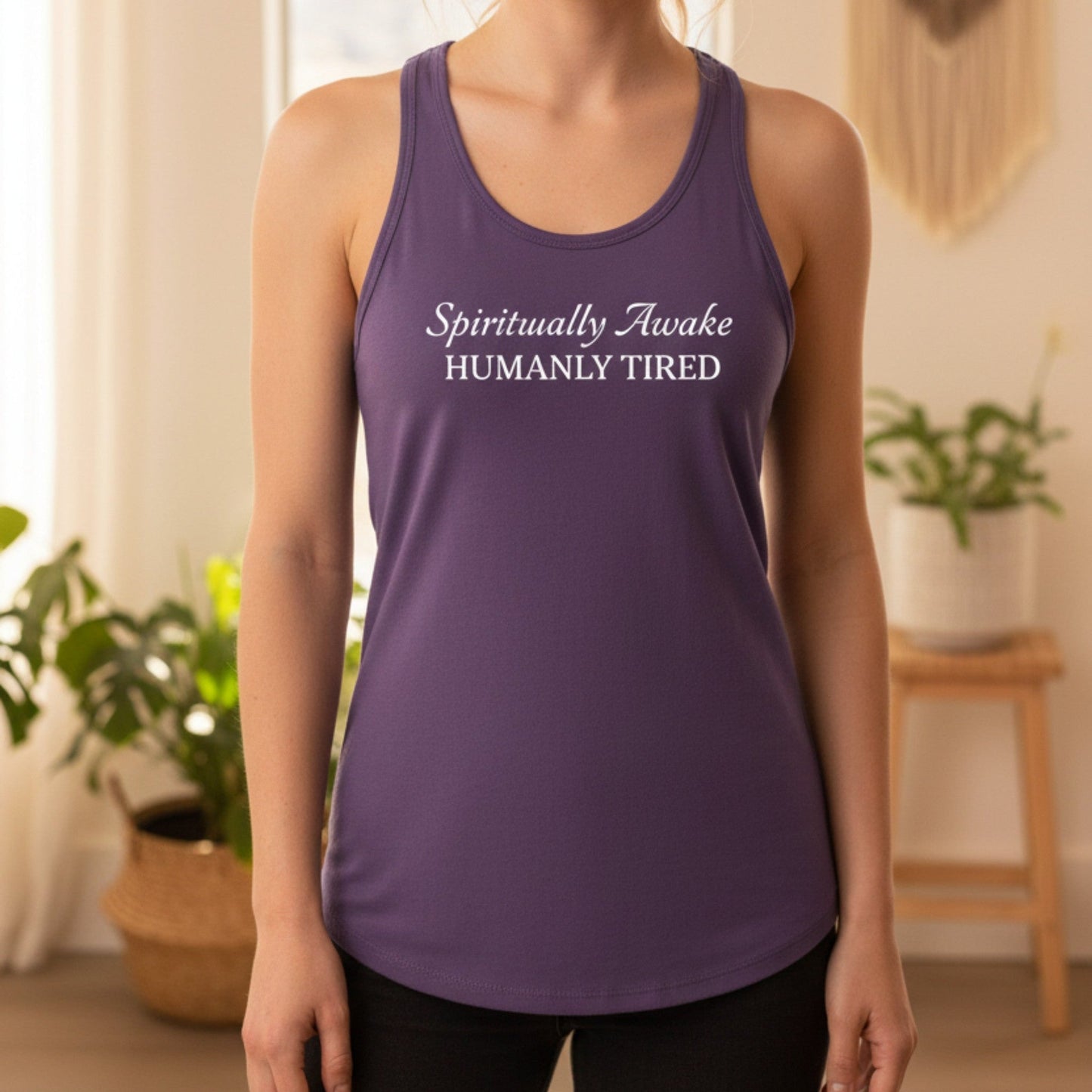 Spiritually Awake Humanly Tired Tank Top | Funny Spiritual Gift for Women | Yoga Tank