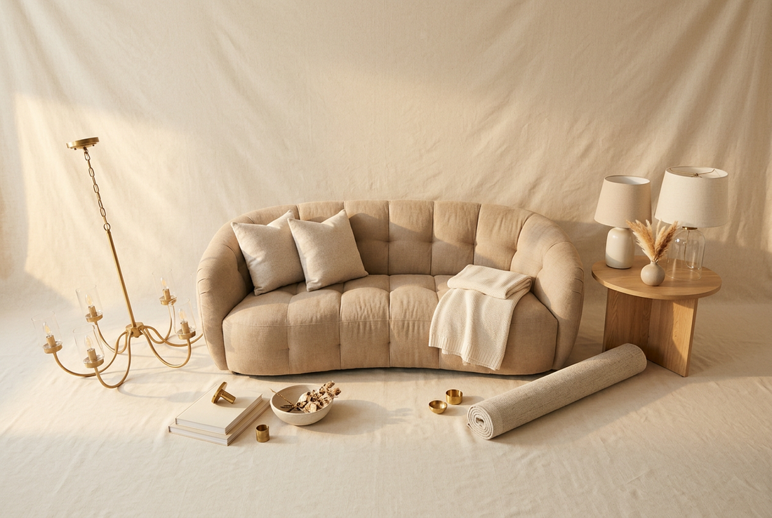 Late-Afternoon Light & Comfort — Cozy Living Room Furniture Picks, AURABAGS SHOP, October 13, 2026