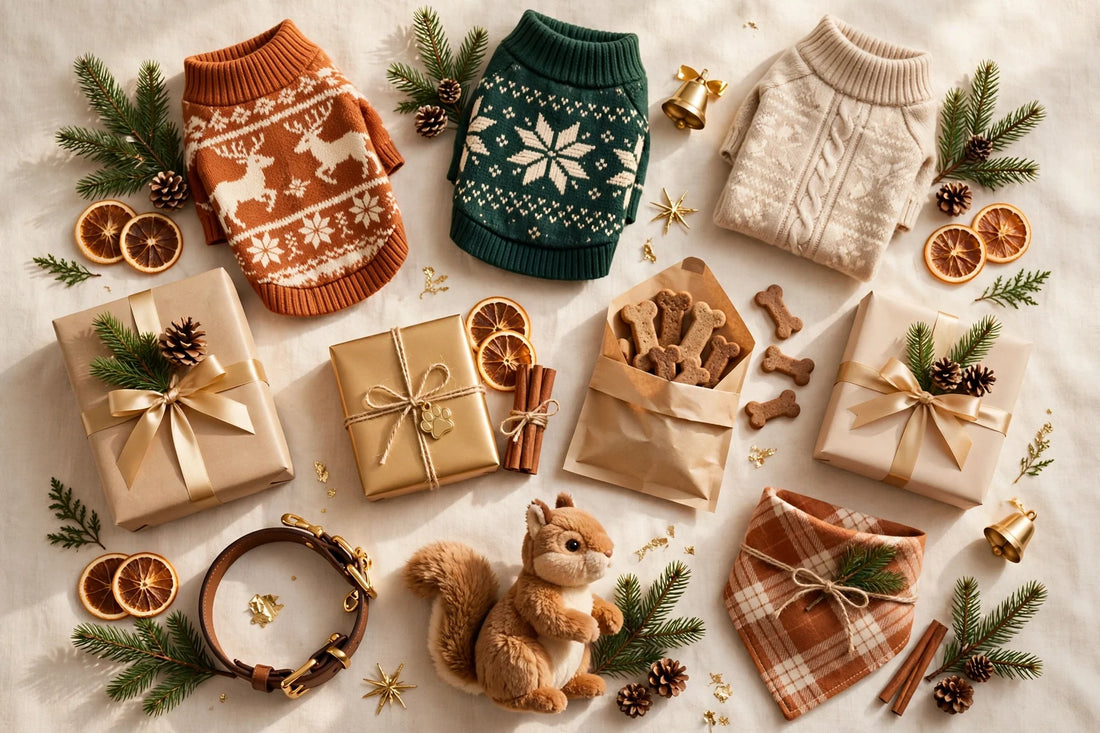 Christmas gifts for pet lovers flat-lay