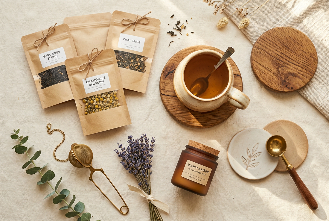 Tea-Time Gift Picks: Gifts Under $25 — Teas, a Mug & Coasters for a Cozy Cup — AURABAGS SHOP, October 14, 2026