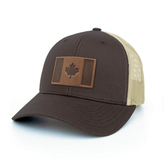 Canada Flag Leather Patch Trucker Hat