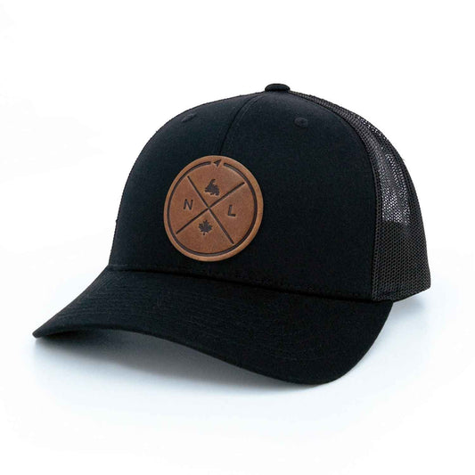 Newfoundland Compass Leather Patch Trucker Hat