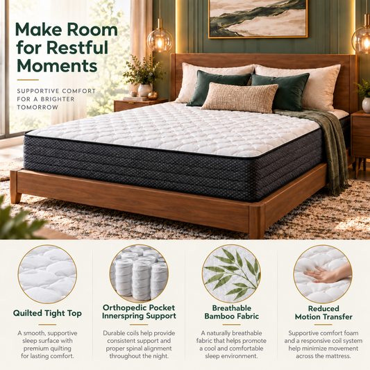 UltraFlex® PRESTIGE Medium-Firm Orthopedic Hybrid Mattress with HDCoil Support and Foam-Encased Stability — Made in Canada