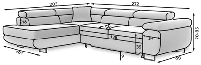 Anton Two-Tone Storage Sleeper Sectional Sofa - Beige/Dark Brown