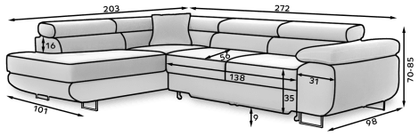 Anton Storage Sleeper Sectional Sofa - Navy Blue