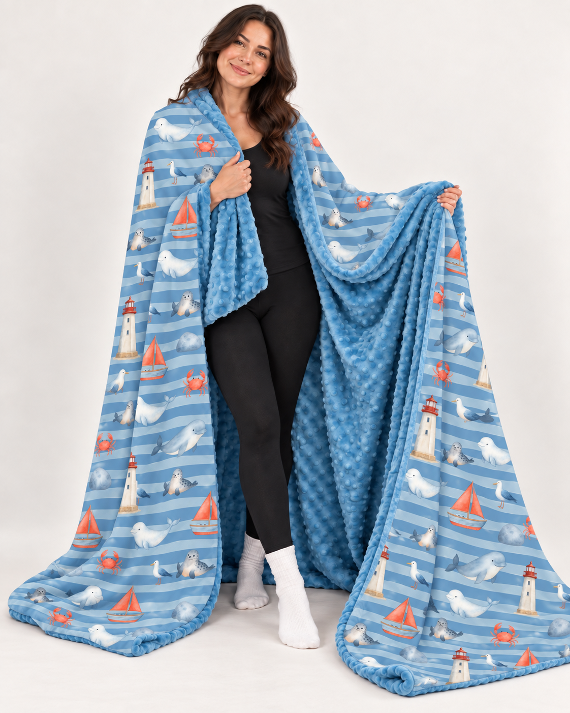 Couverture minky fleuve Saint-Laurent 🐋 géante