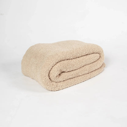 Buffed Beige Solid Double Layered Print Extended Throw