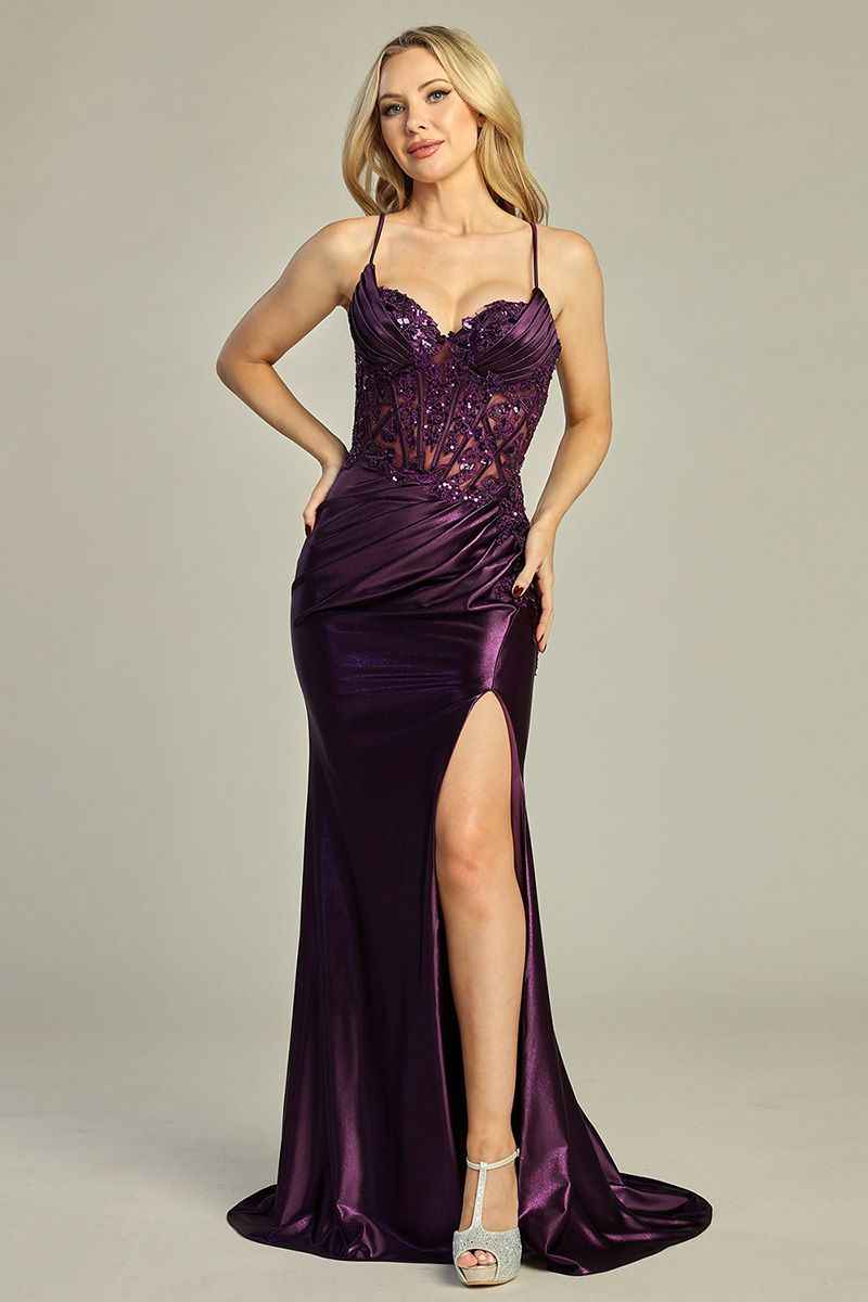 SWEETHEART FITTED SATIN DRESS