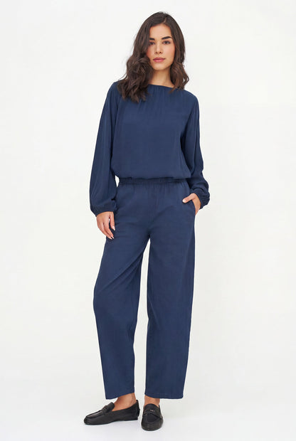 Women's Woven Boat-Neck Top