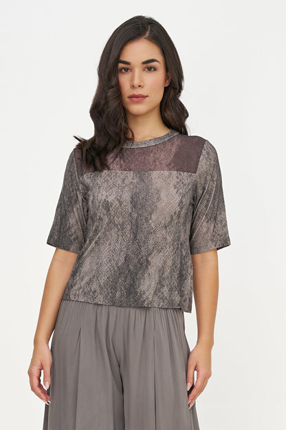 Women's Knit/Woven Combo Top