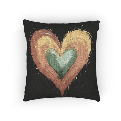 Handpainted Heart Woven Pillow | Boho Heart Decorative Pillow