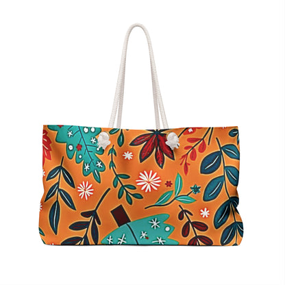 Autumn Leaves Weekender Bag | Orange Floral Travel Tote | Mom Carryon