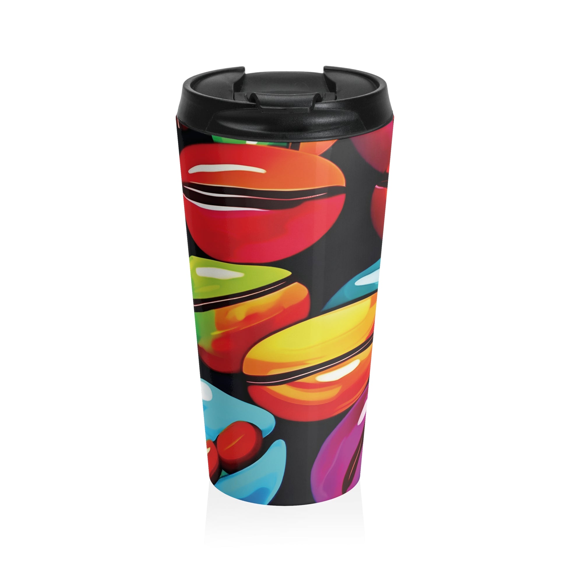 Colorful Coffee Beans Travel Mug | Vibrant Coffee Beans Pattern Stainless Steel - AURABAGS SHOP