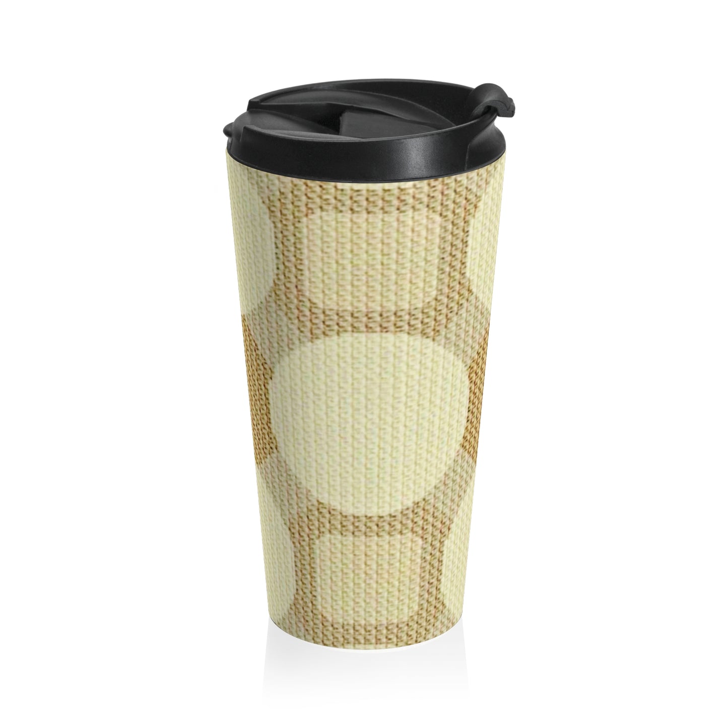 Cream & Beige Retro Polka Dot Stainless Steel Travel Mug