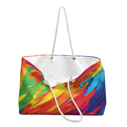 Abstract Rainbow Paint Swirl Weekender Bag | Colorful Travel Tote | Mom Carryon