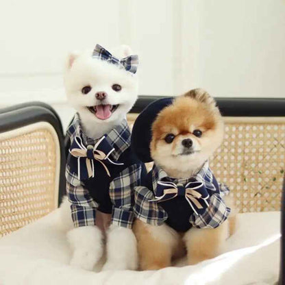Plaid School Uniform Set | Dog Outfit Set