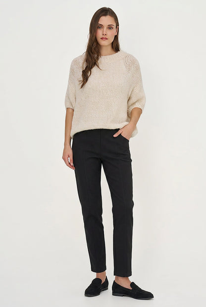 Women's Woven Pull-On Tapered Pants with Curved Side Pockets