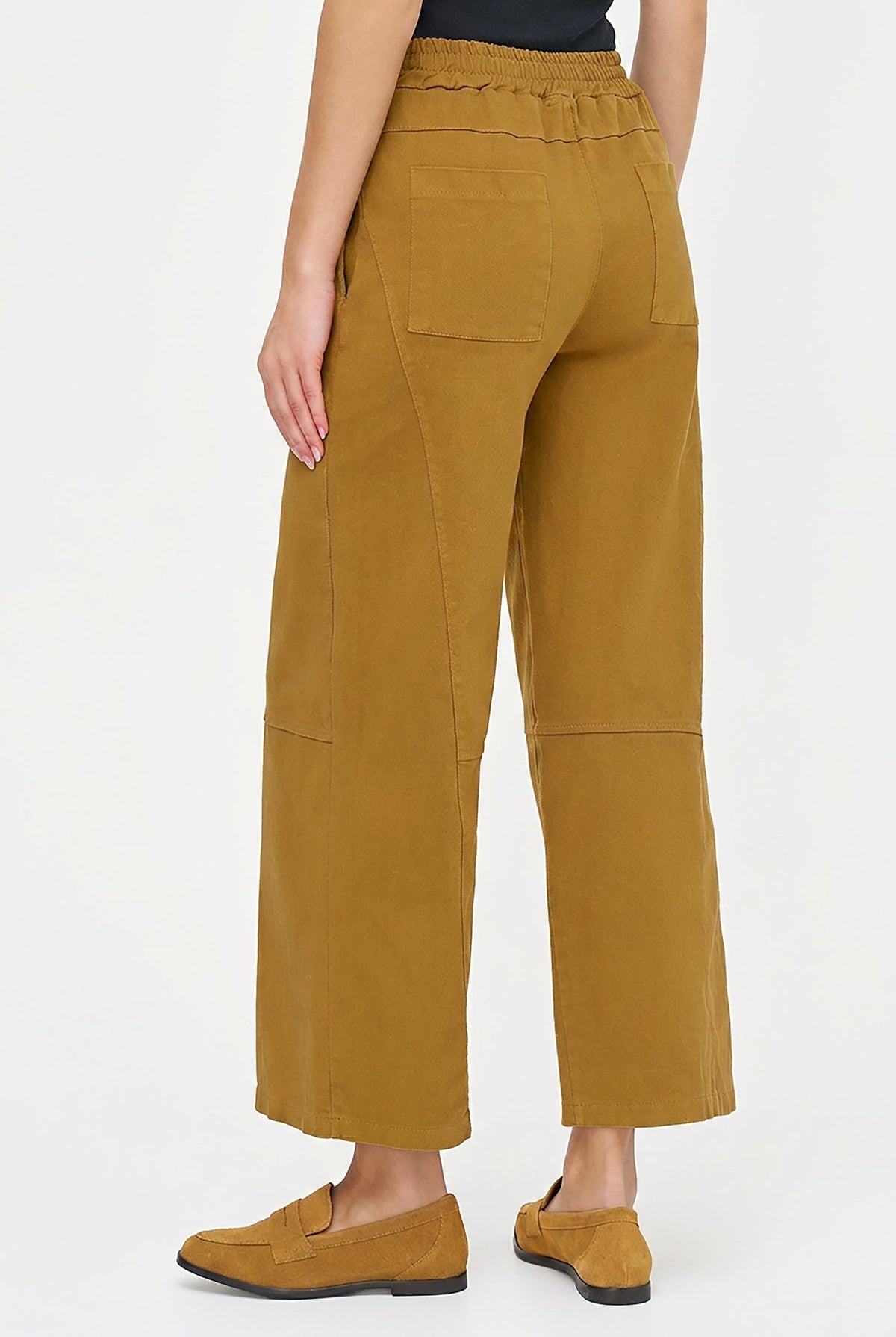 Women's Woven Pull-On Wide-Leg Pants with Back Patch Pockets