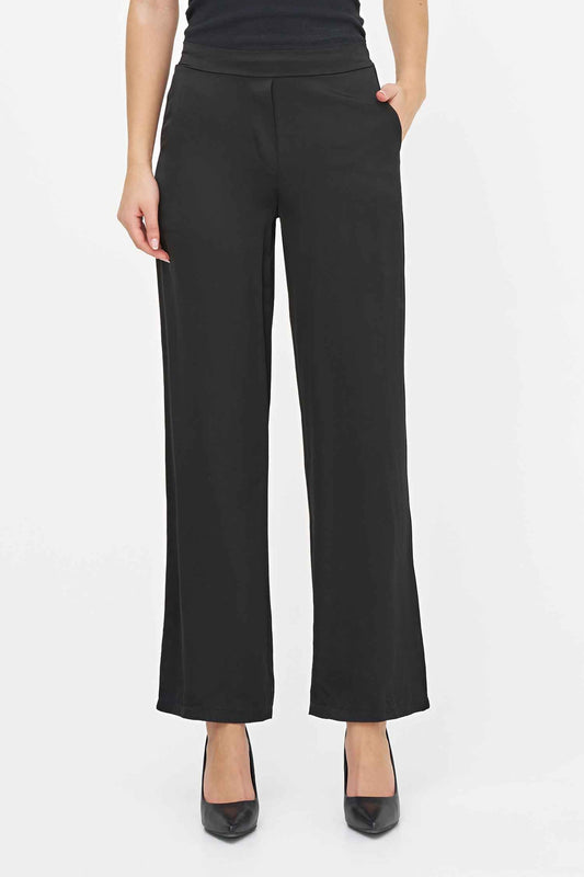 Women's Woven Pull-On Bootcut Pants with Side Pockets