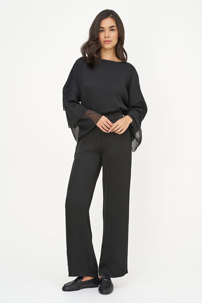 Women's Woven Pull-On Bootcut Pants with Side Pockets